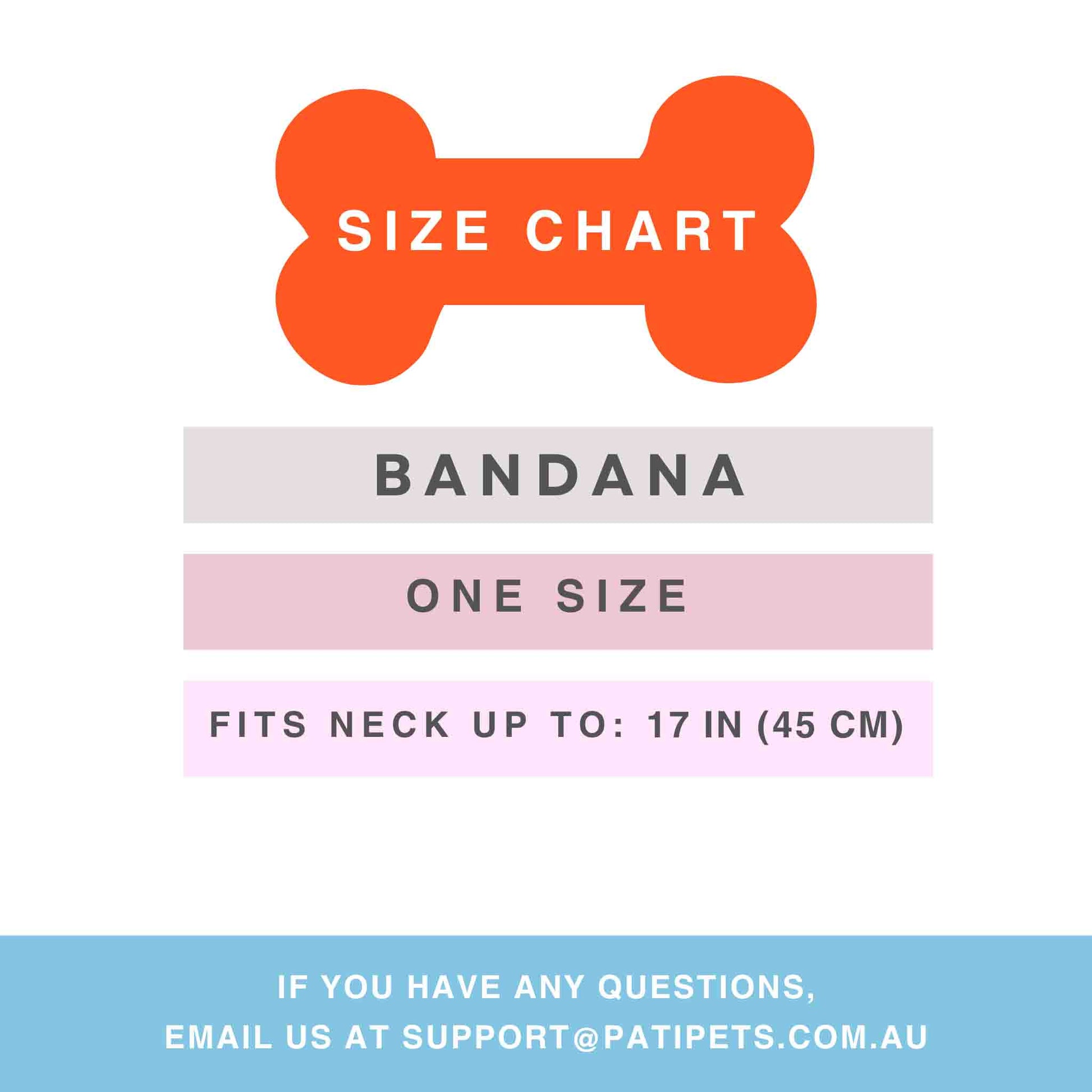 Pati Pets Size Chart for Bandanas