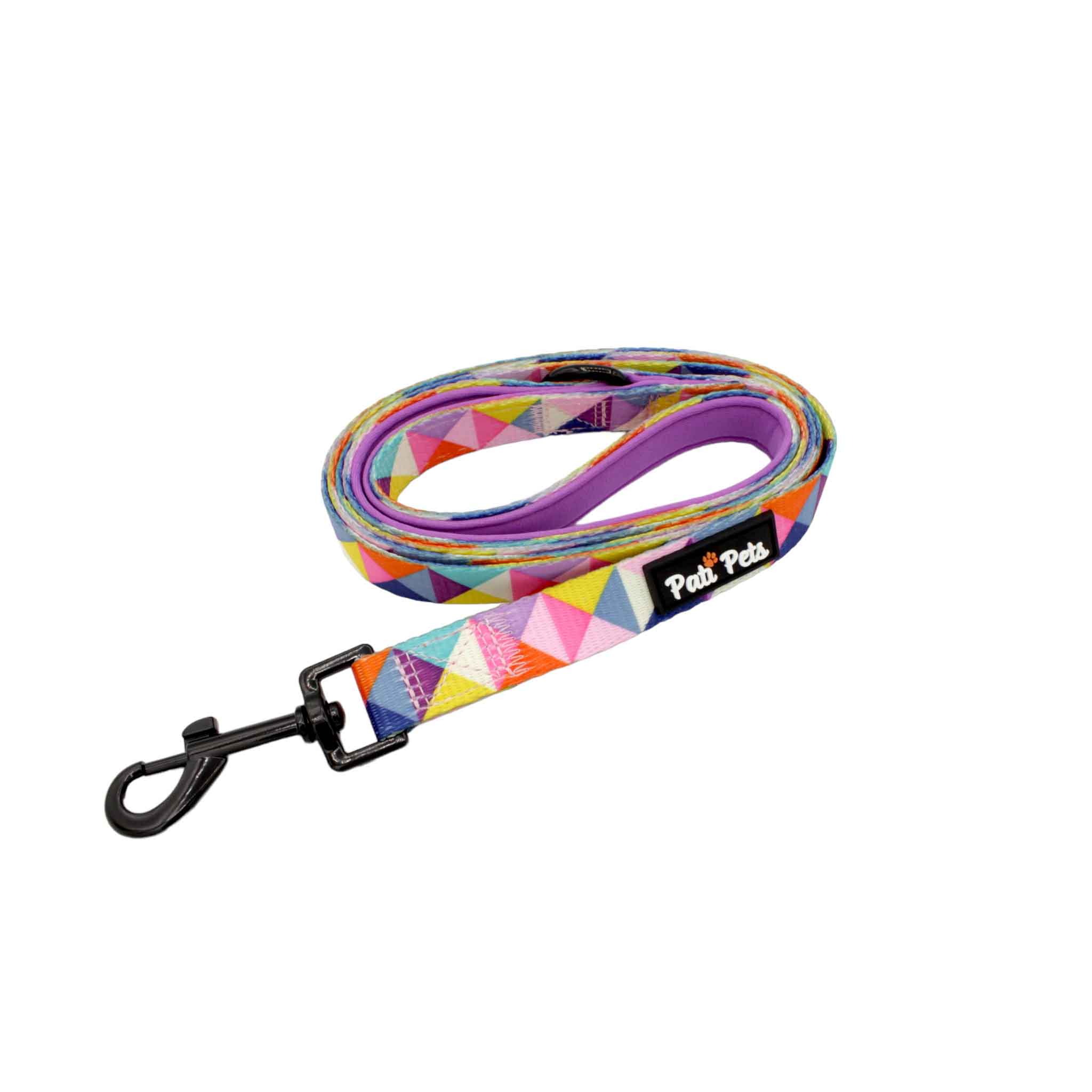 attachable dog lead colourful geometric triangles