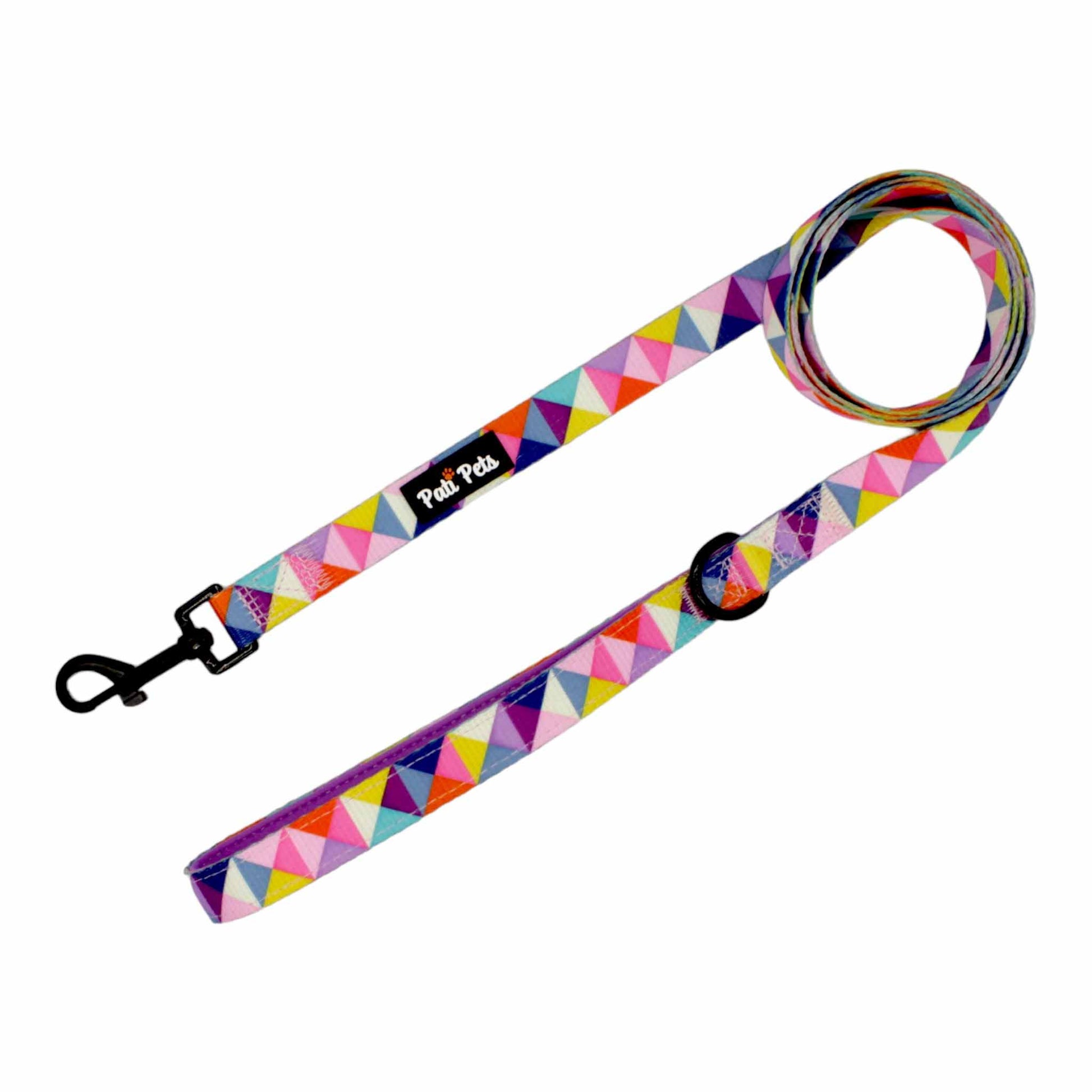 attachable dog leash colourful geometric triangles