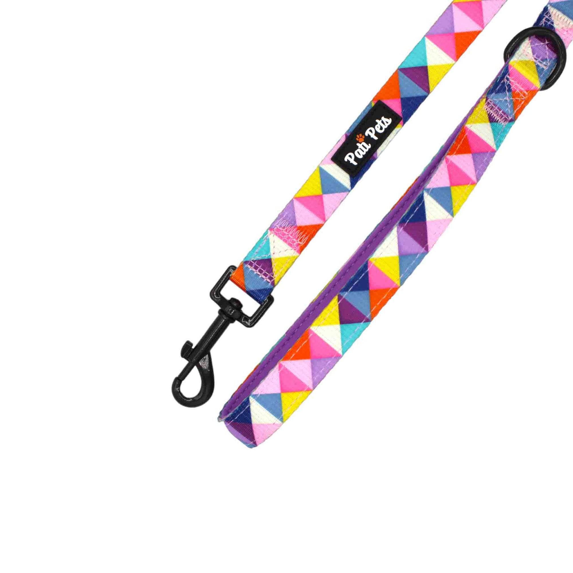 attachable dog lead colourful geometric triangles