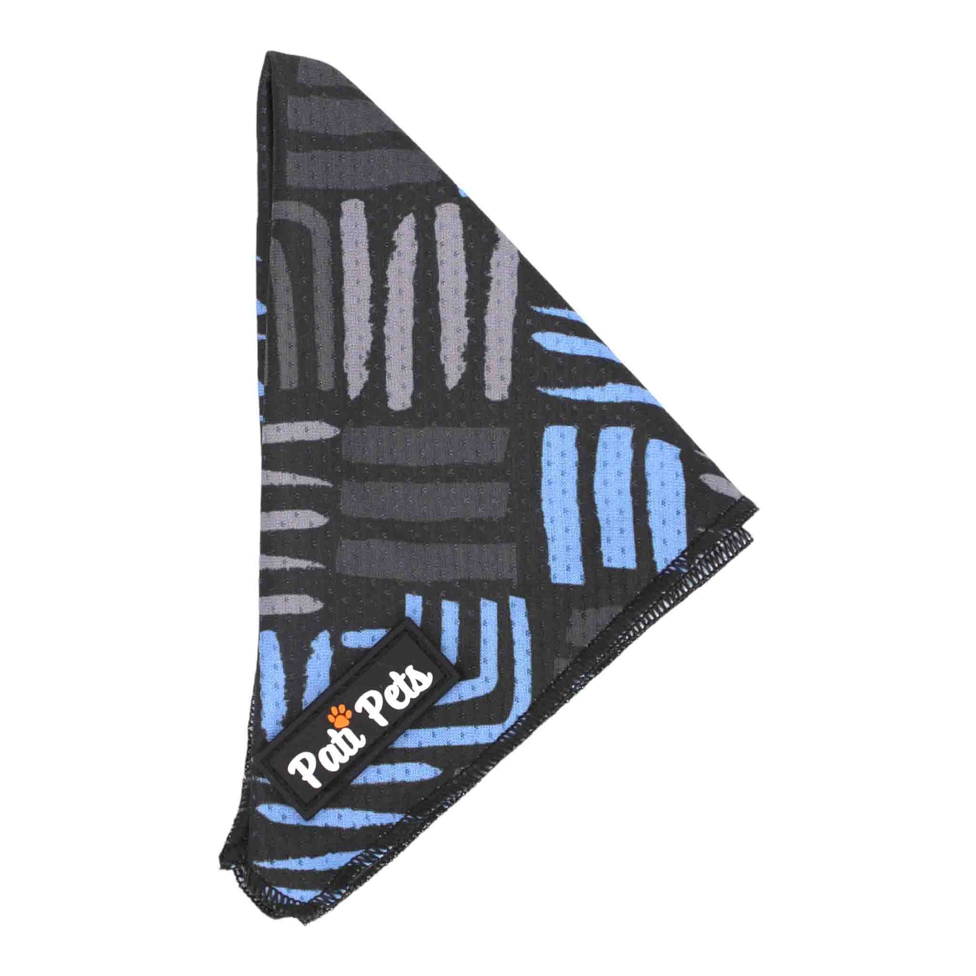 adjustable dog bandana blue and grey lines