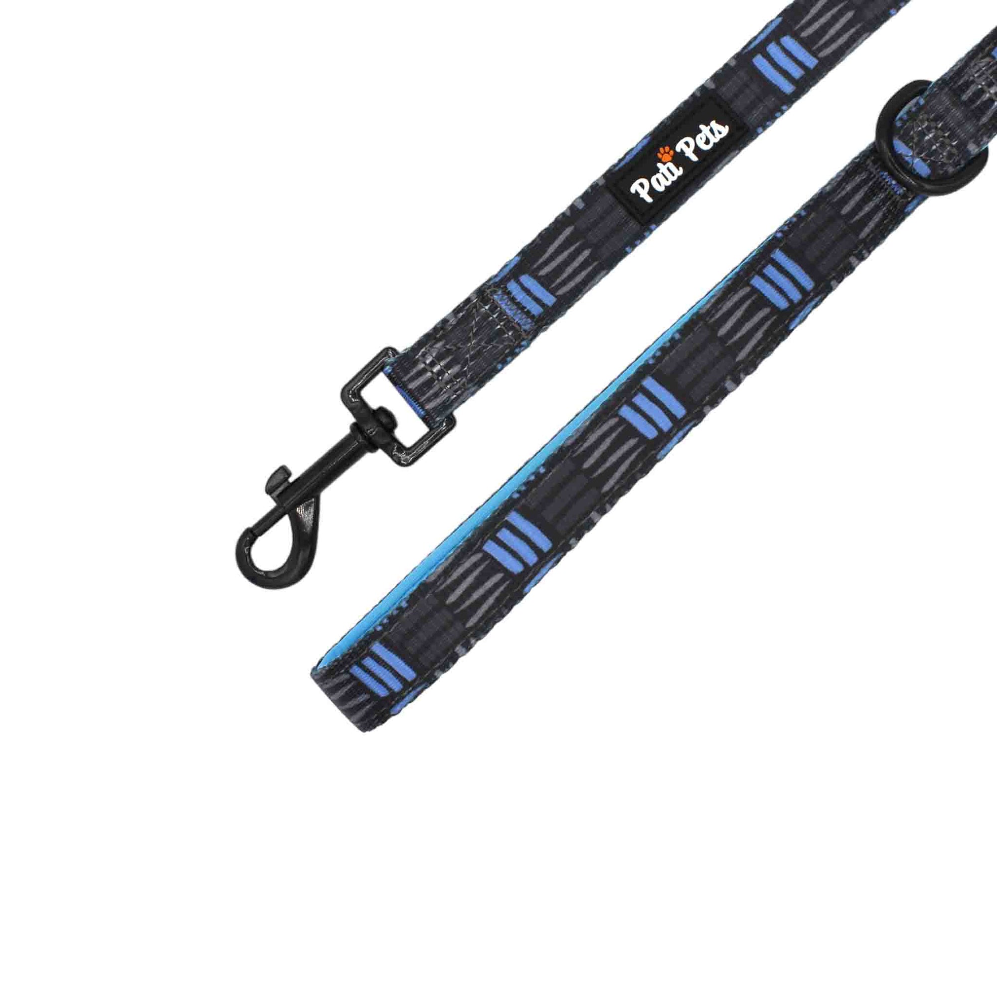 attachable dog leash blue and grey lines