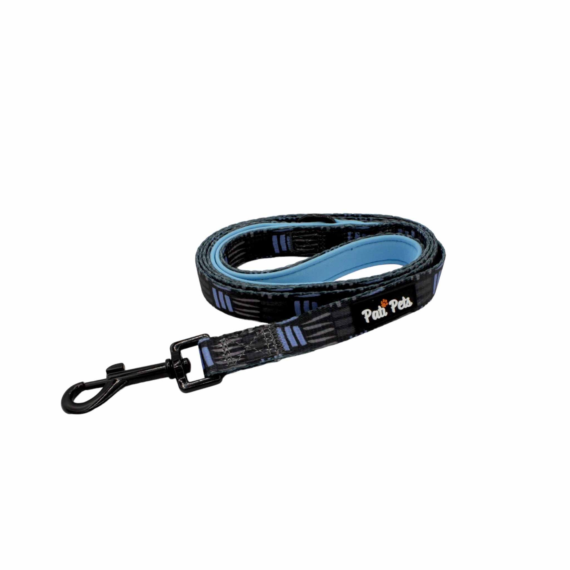 attachable dog leash blue and grey lines