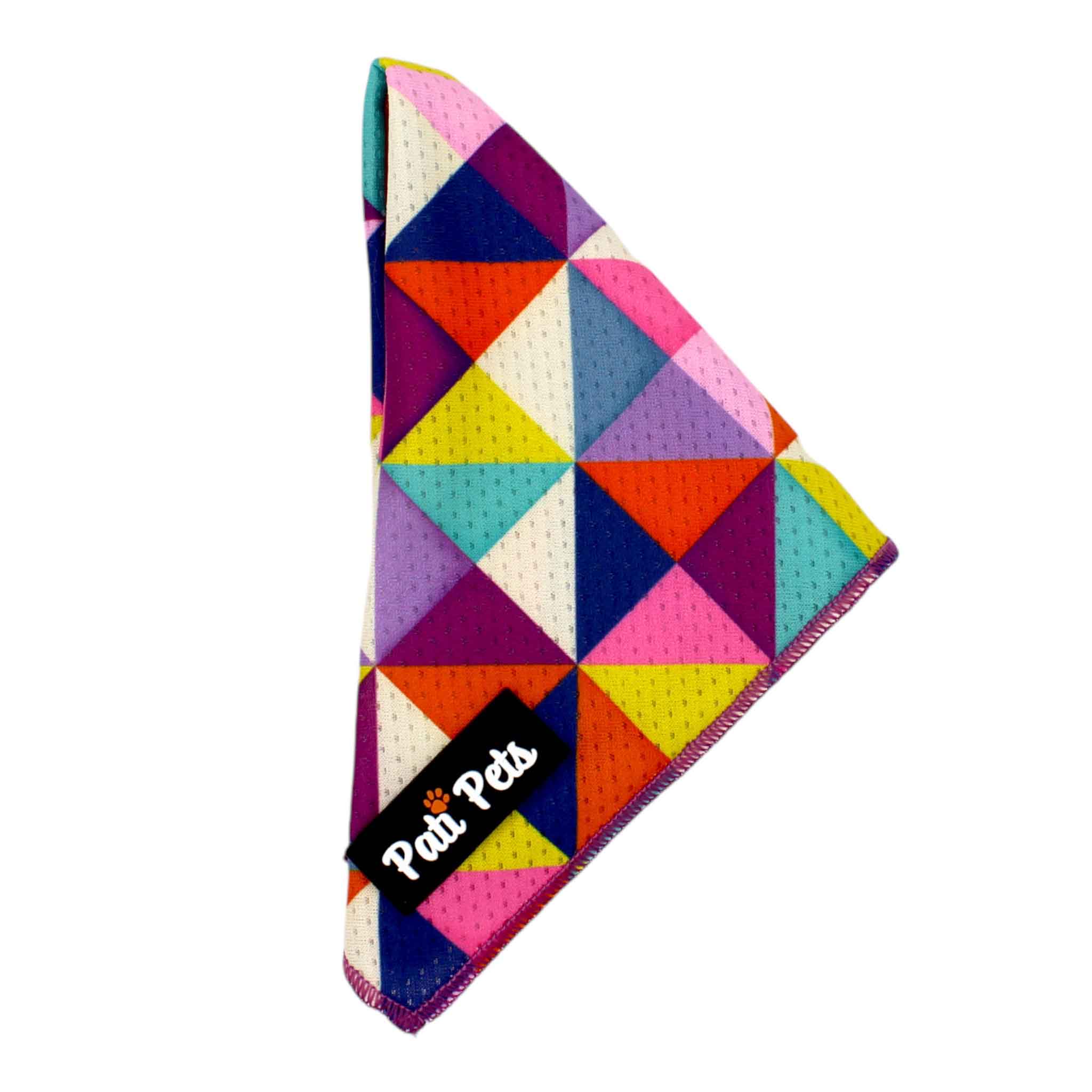 adjustable dog bandana colourful geometric triangles