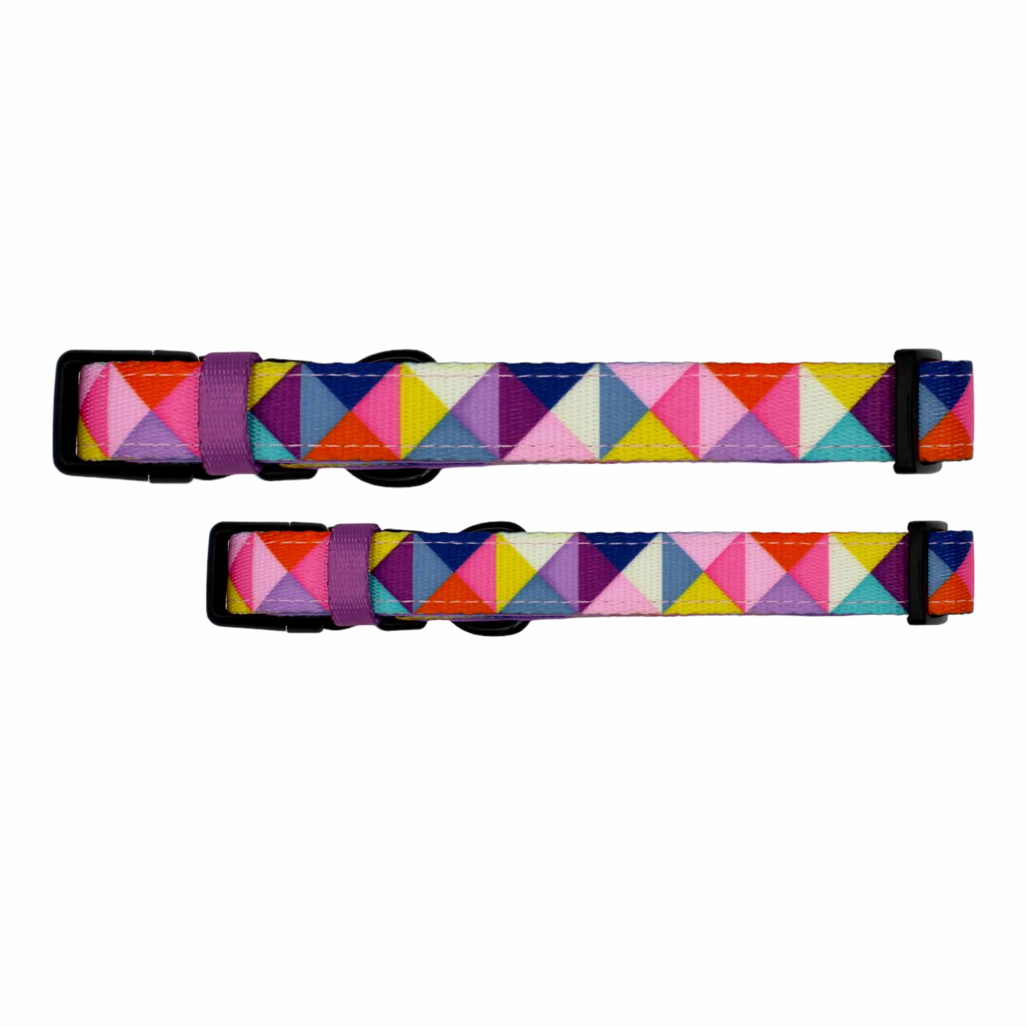 adjustable dog collar colourful geometric triangles