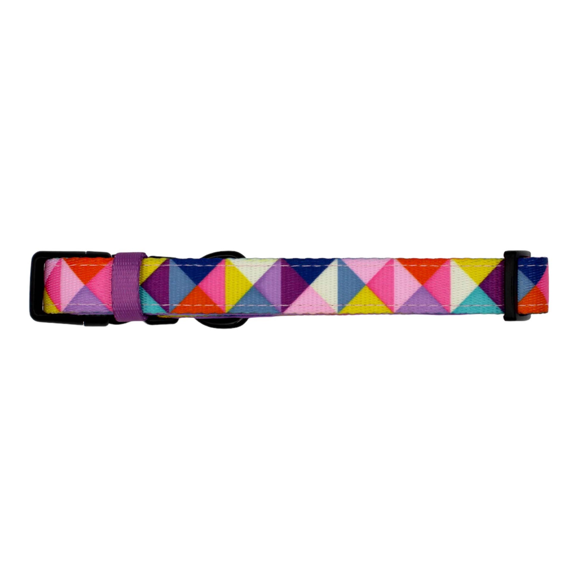 adjustable dog collar colourful geometric triangles