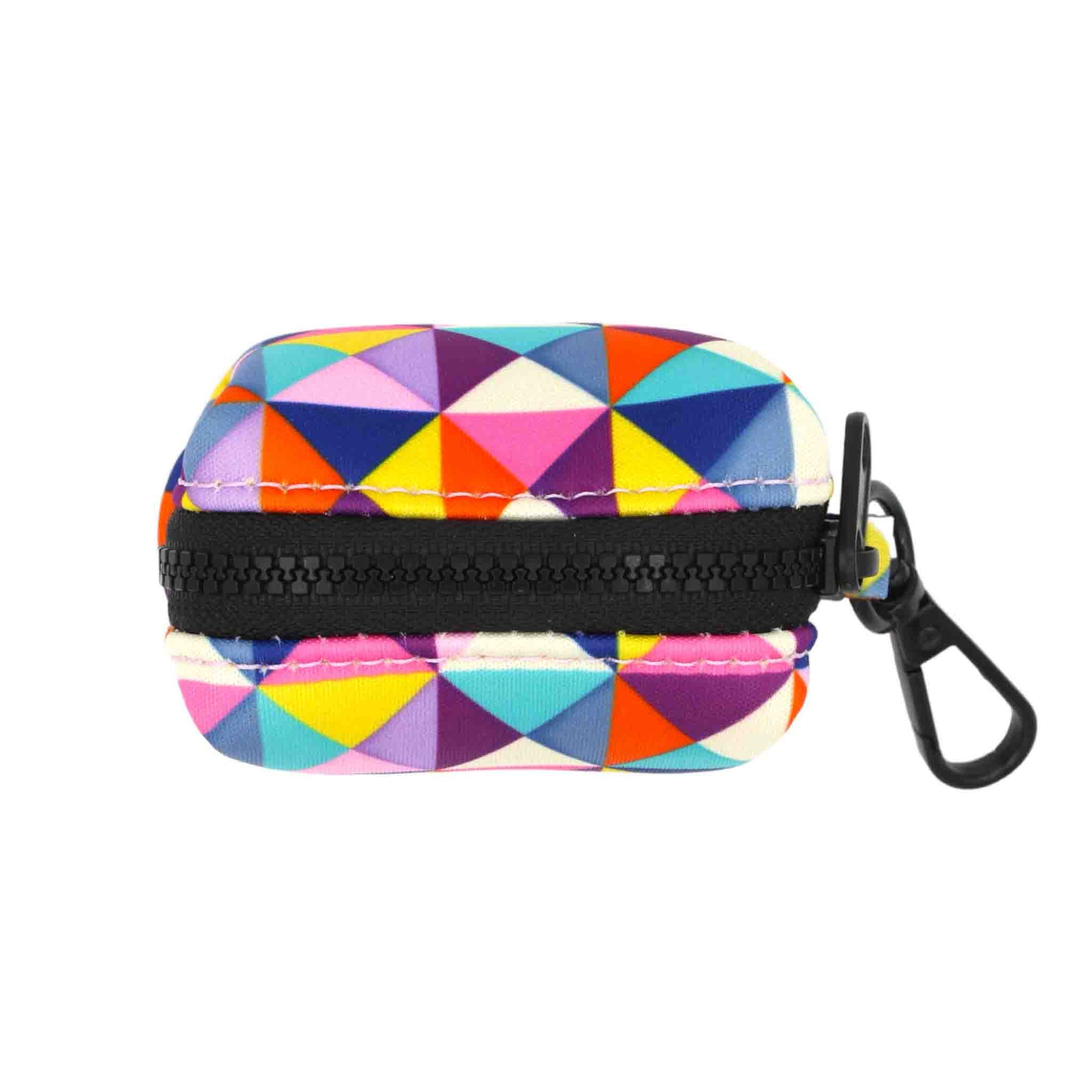 attachable dog waste bag holder colourful geometric triangles