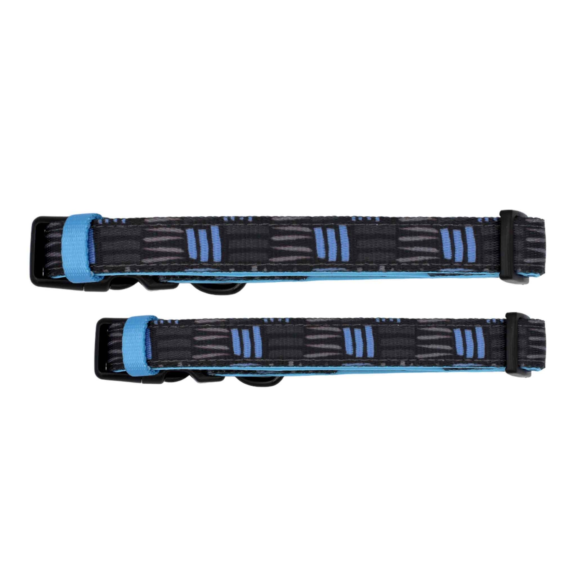 adjustable dog collar blue and grey lines